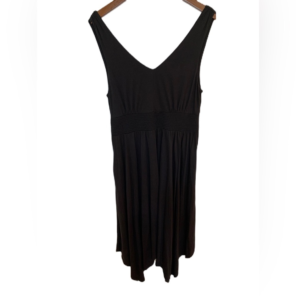 Sundance Maxi Dress Women’s Size Large Black Sleeveless Asymmetrical Hem V Neck